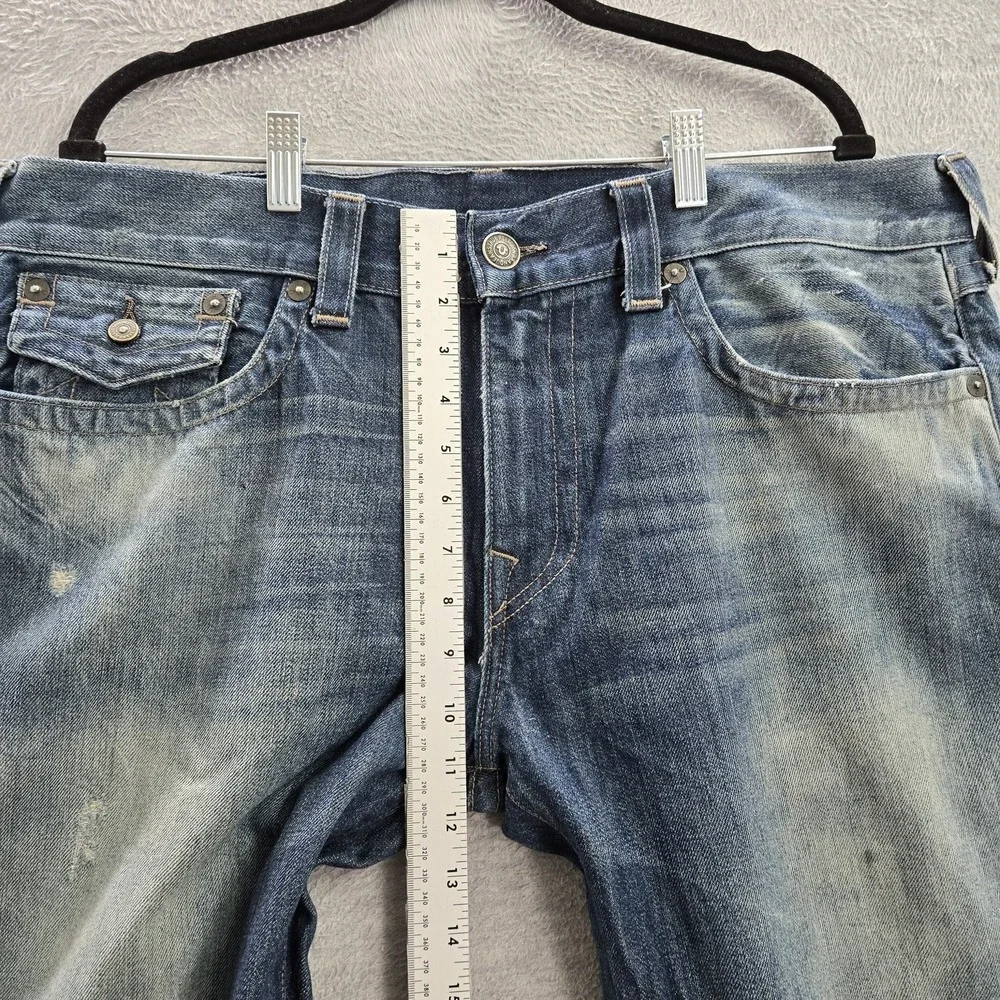 True Religion Men Jeans 38 Blue Denim Ricky Straight Button 32